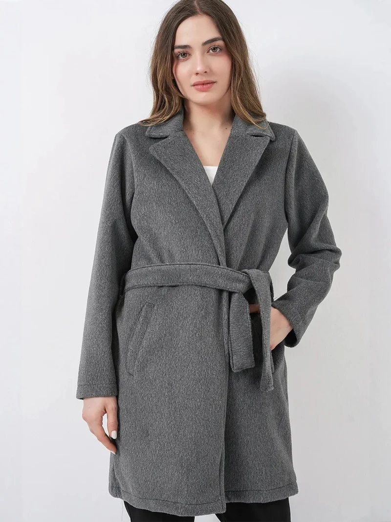 BIG DART BDART Belted Midi Coat with Jacket Collar